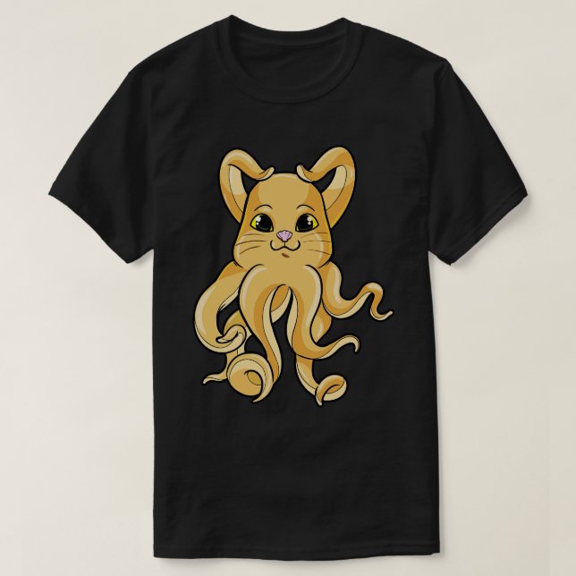 Oktopus mit 8 Armen als Katze T-Shirt (Design vorne)