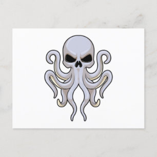 Oktopus mit 8 Armen und Totenkopf Postkarte