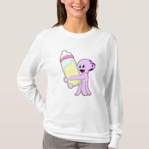 Oktopus mit Babyflasche Milch T-Shirt