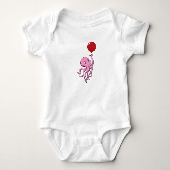 Oktopus mit Ballon Baby Strampler (Vorderseite)
