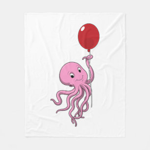 Oktopus mit Ballon Fleecedecke
