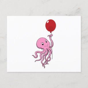 Oktopus mit Ballon Postkarte