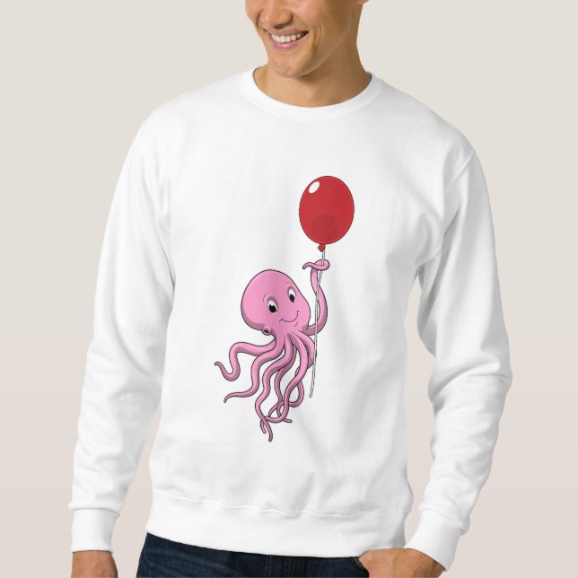 Oktopus mit Ballon Sweatshirt (Vorderseite)