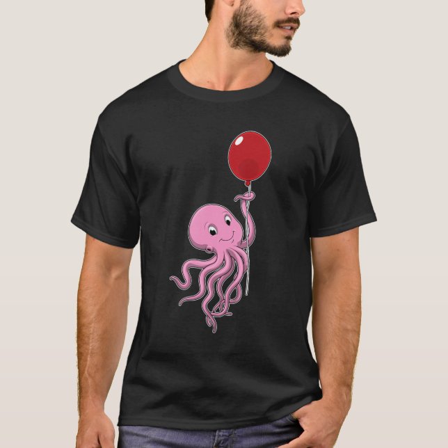 Oktopus mit Ballon T-Shirt (Vorderseite)