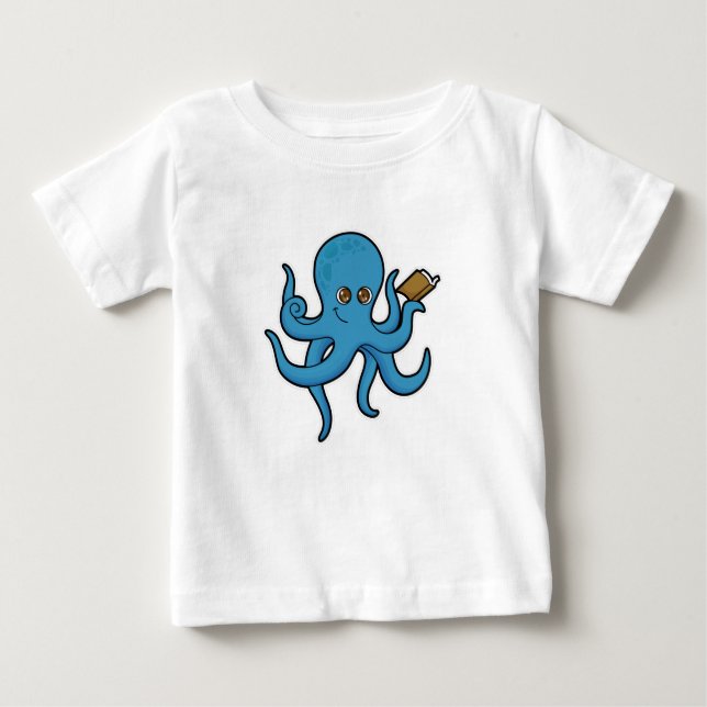Oktopus mit Buch Baby T-shirt (Vorderseite)