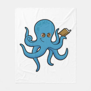 Oktopus mit Buch Fleecedecke