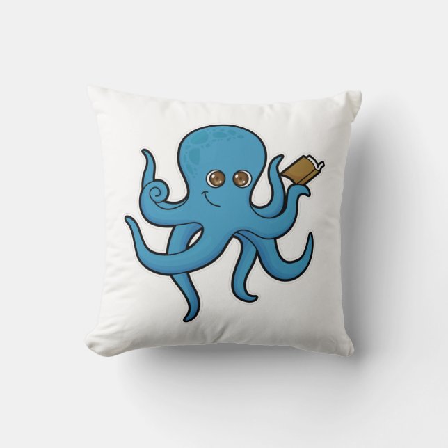 Oktopus mit Buch Kissen (Vorderseite)