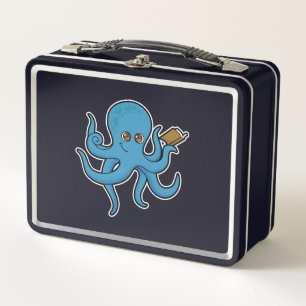 Oktopus mit Buch Metall Brotdose
