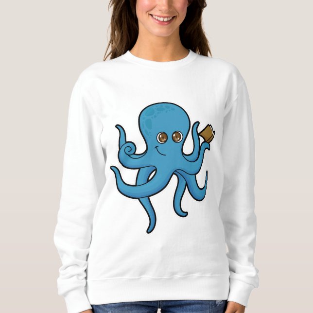 Oktopus mit Buch Sweatshirt (Vorderseite)