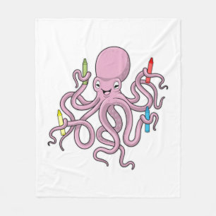 Oktopus mit Crayon Fleecedecke