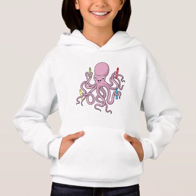 Oktopus mit Crayon Hoodie (Vorderseite)