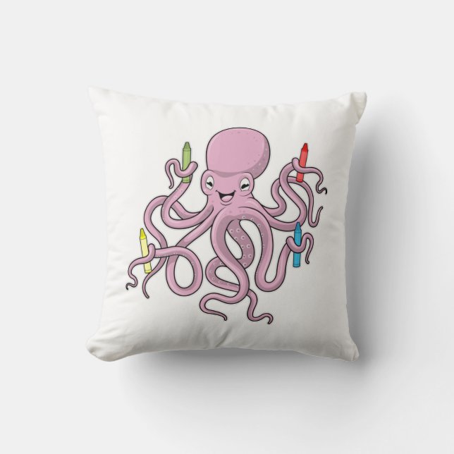 Oktopus mit Crayon Kissen (Vorderseite)