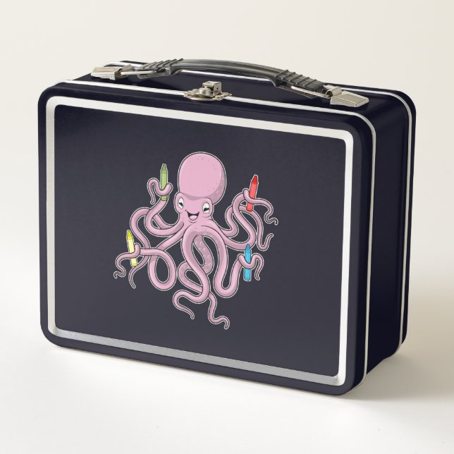 Oktopus mit Crayon Metall Brotdose (Vorderseite)