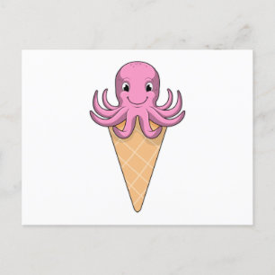 Oktopus mit Eiscreme-Kegel Postkarte