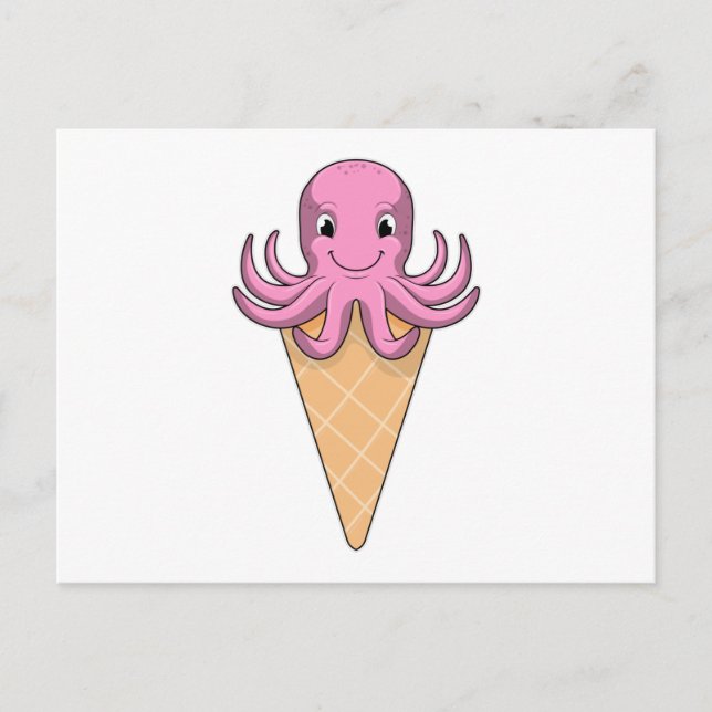 Oktopus mit Eiscreme Postkarte (Vorderseite)
