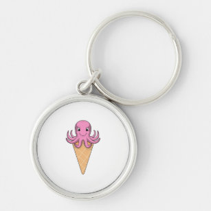 Oktopus mit Eiscreme Schlüsselanhänger