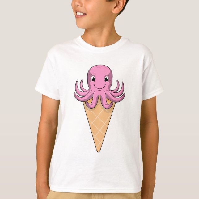 Oktopus mit Eiscreme T-Shirt (Vorderseite)