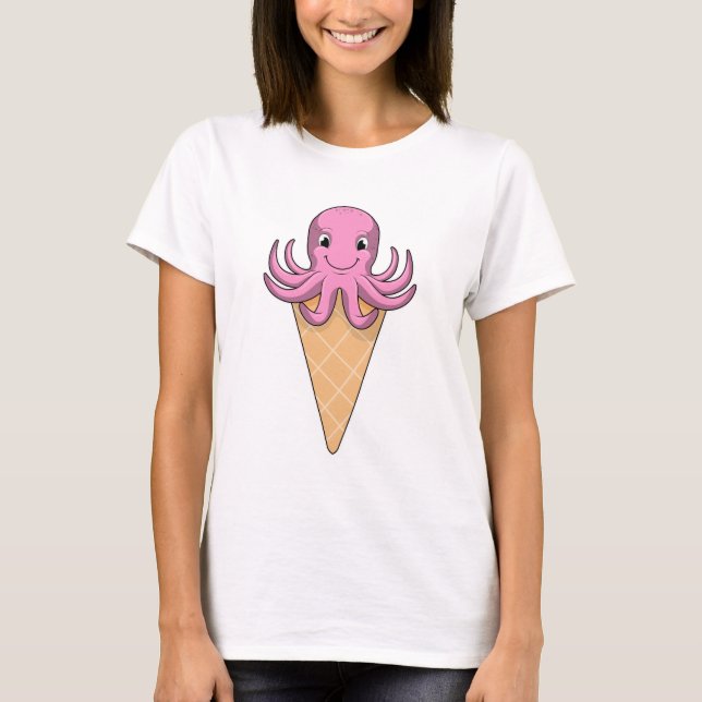 Oktopus mit Eiscreme T-Shirt (Vorderseite)