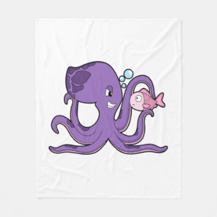 Oktopus mit Fisch.PNG Fleecedecke