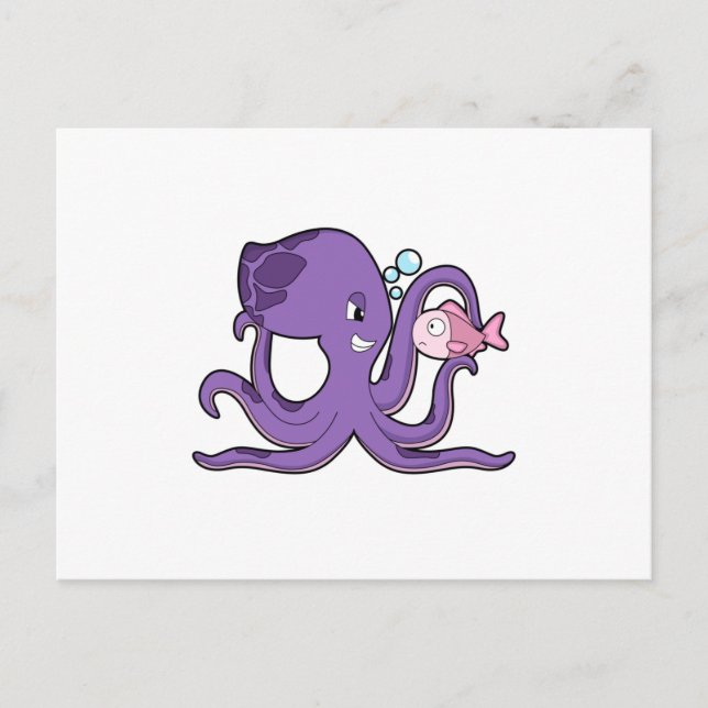 Oktopus mit Fisch.PNG Postkarte (Vorderseite)