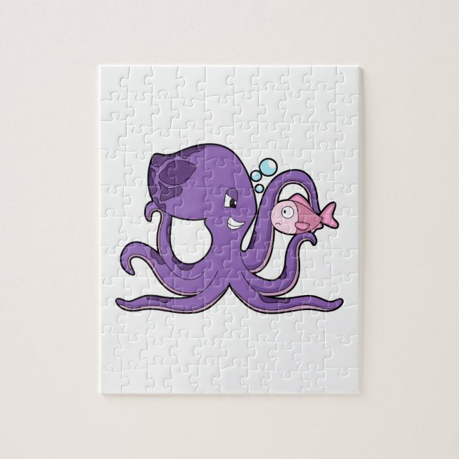 Oktopus mit Fisch.PNG Puzzle (Vertikal)