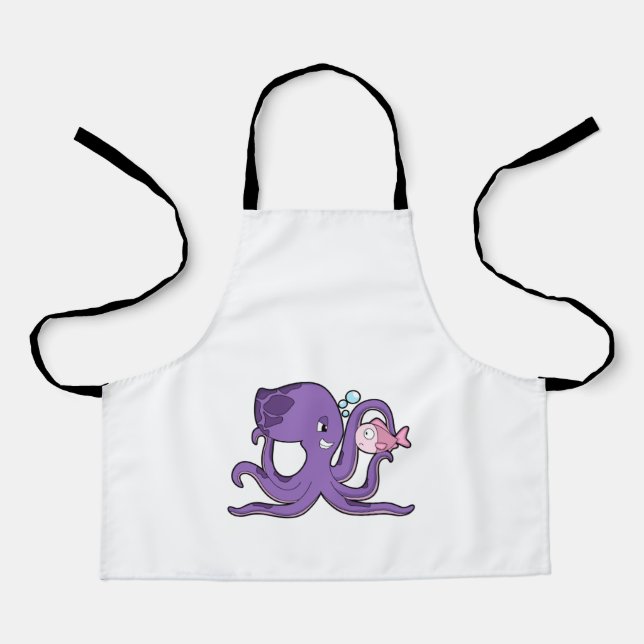 Oktopus mit Fisch.PNG Schürze (Vorderseite)