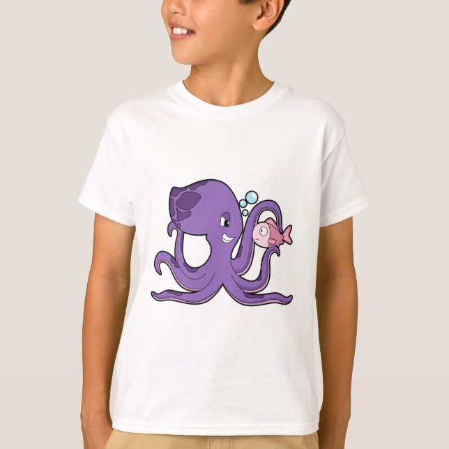 Oktopus mit Fisch.PNG T-Shirt (Vorderseite)
