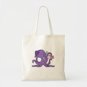 Oktopus mit Fisch.PNG Tragetasche