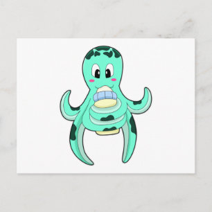 Oktopus mit Flasche Milch Postkarte