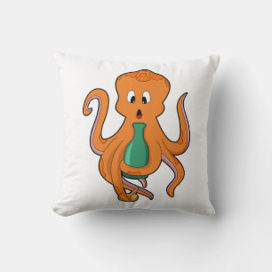 Oktopus mit Flasche.PNG Kissen