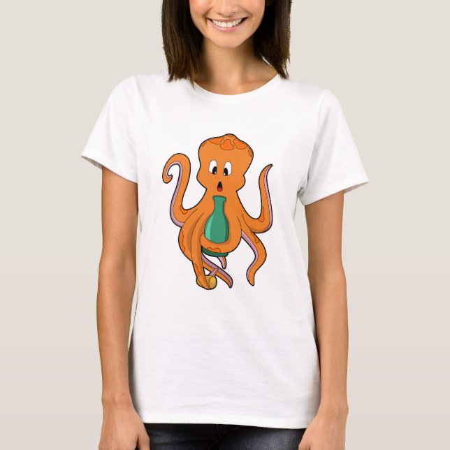 Oktopus mit Flasche.PNG T-Shirt (Vorderseite)