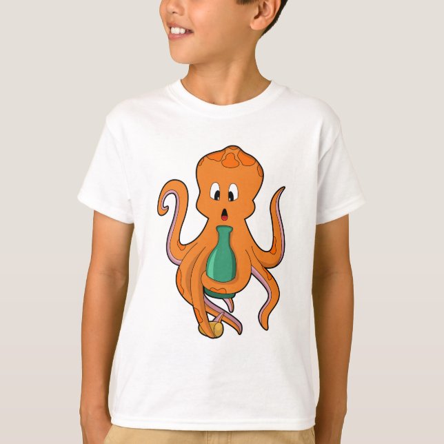 Oktopus mit Flasche.PNG T-Shirt (Vorderseite)