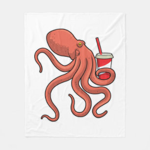 Oktopus mit Getränk Fleecedecke