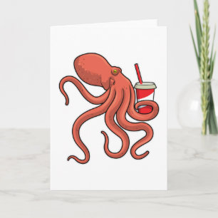 Oktopus mit Getränk Karte