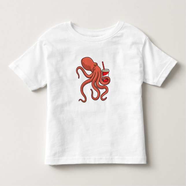 Oktopus mit Getränk Kleinkind T-shirt (Vorderseite)