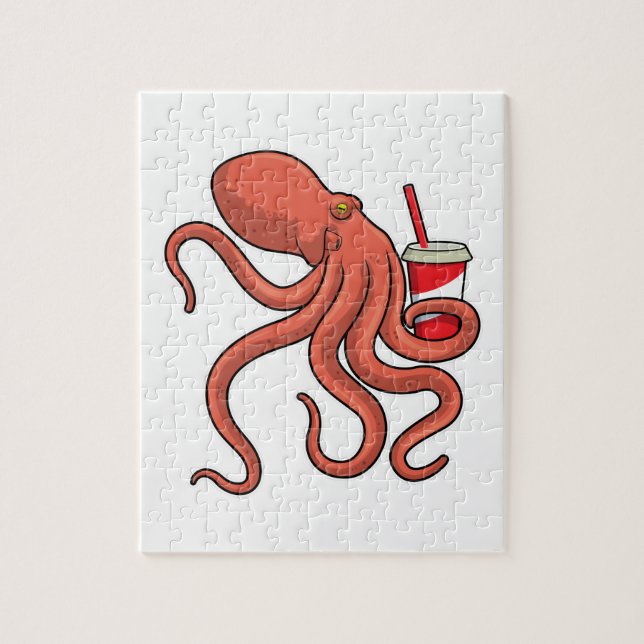 Oktopus mit Getränk Puzzle (Vertikal)