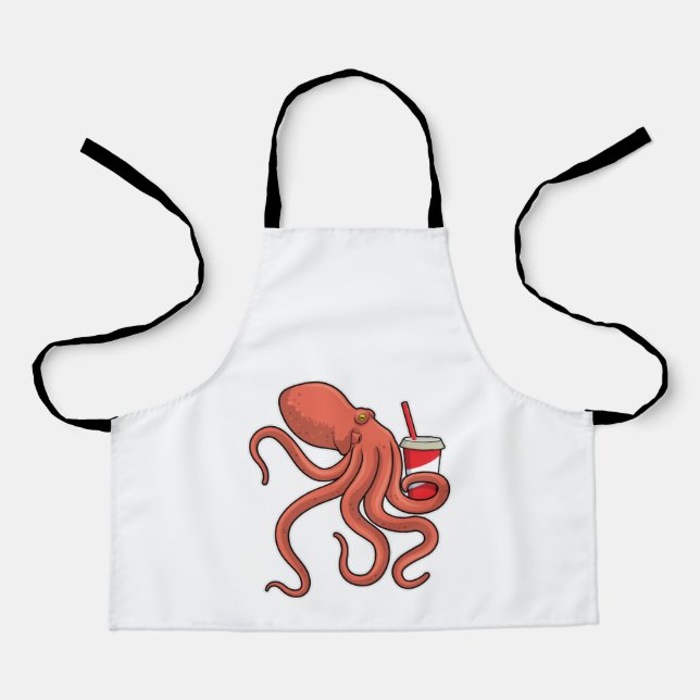 Oktopus mit Getränk Schürze (Vorderseite)