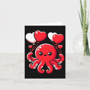 Oktopus mit Herz-Bylloons zum Valentinstag Karte