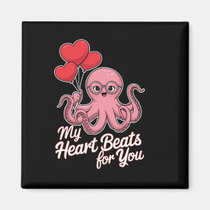 Oktopus mit Herz-Bylonen meine Herzschläge für Sie Magnet
