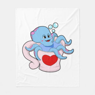 Oktopus mit Herzschlag.PNG Fleecedecke