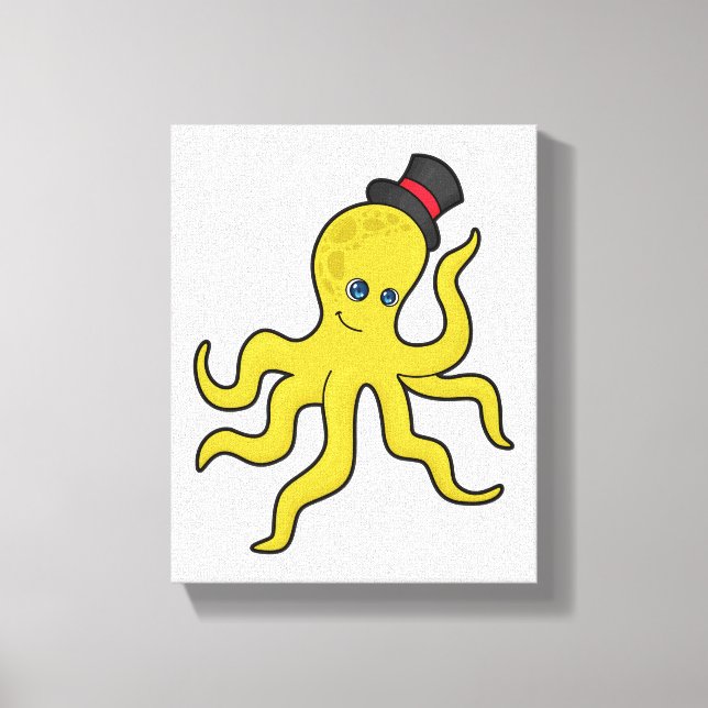 Oktopus mit Hut Leinwanddruck (Vorderseite)