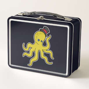 Oktopus mit Hut Metall Brotdose