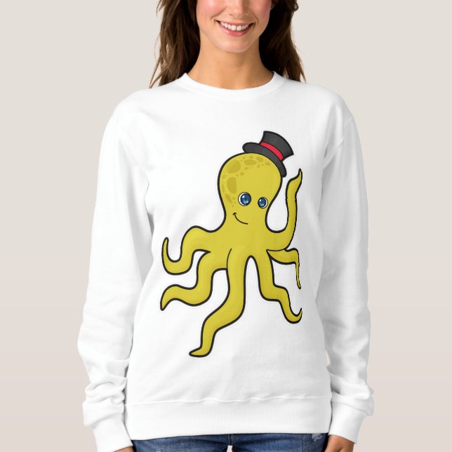 Oktopus mit Hut Sweatshirt (Vorderseite)