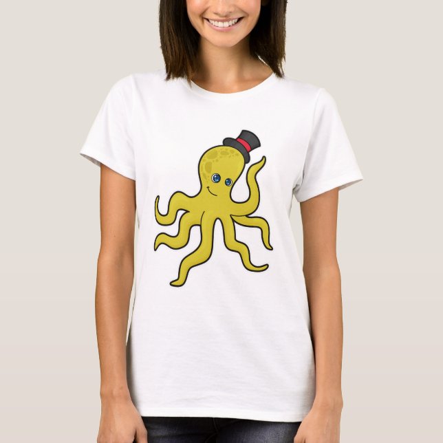 Oktopus mit Hut T-Shirt (Vorderseite)