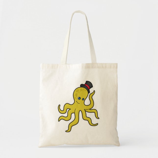 Oktopus mit Hut Tragetasche (Vorne)