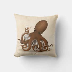 Oktopus mit Labrador Flask Steampunk Chemie Kissen