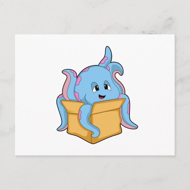Oktopus mit Packet.PNG Postkarte (Vorderseite)