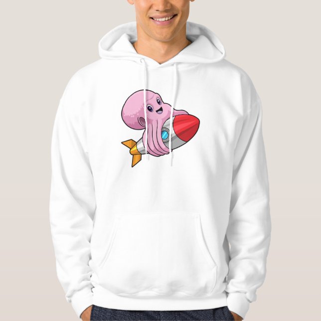 Oktopus mit Rakete Hoodie (Vorderseite)