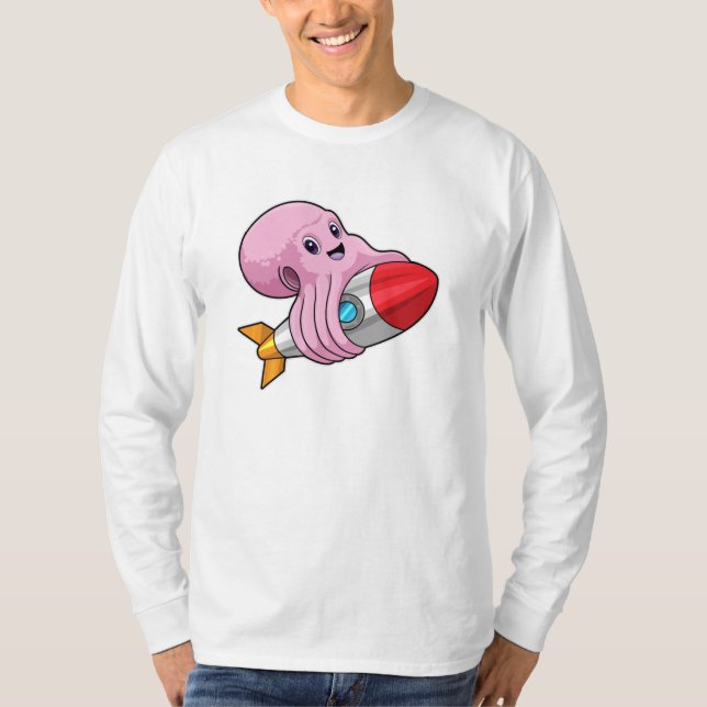 Oktopus mit Rakete T-Shirt (Vorderseite)