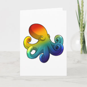 Oktopus mit Regenbogen Karte